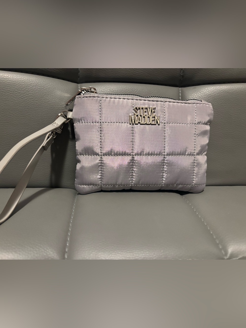 Steve Madden Quilted Wristlet Pouch - Iridescent Gray